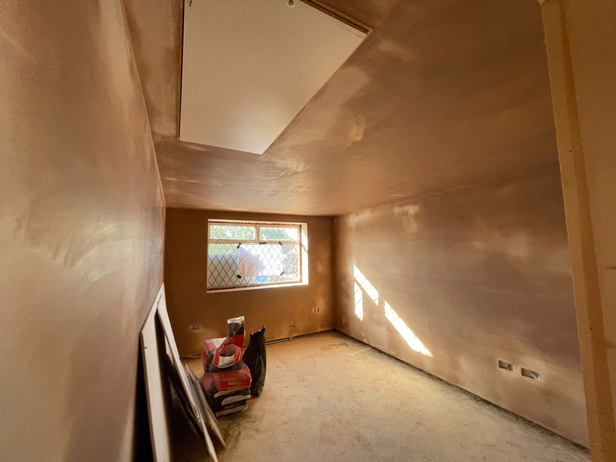 Plastered loft room