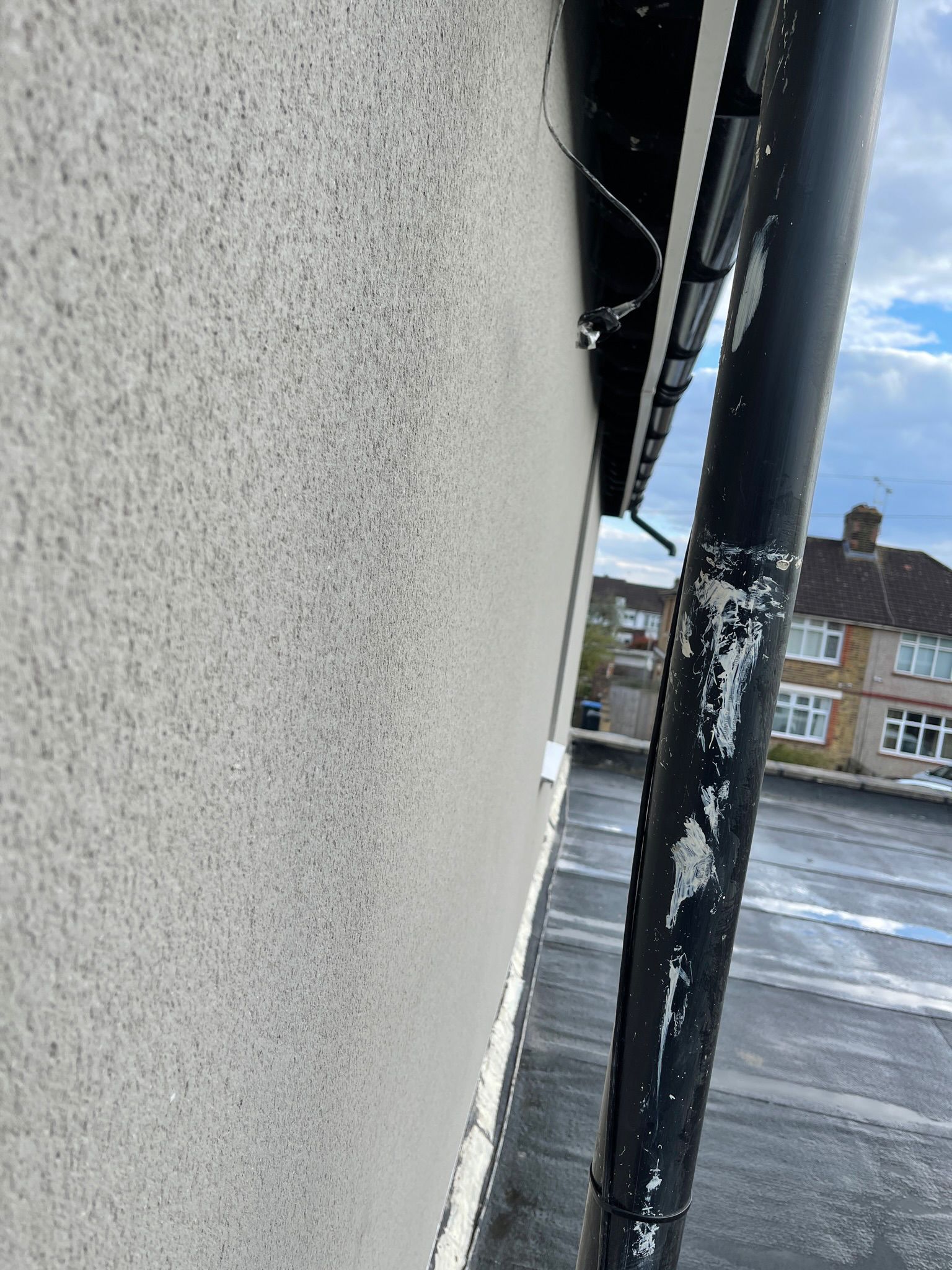 Close-up of a textured render finish